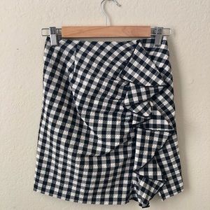 H&M Gingham Ruffled Skirt